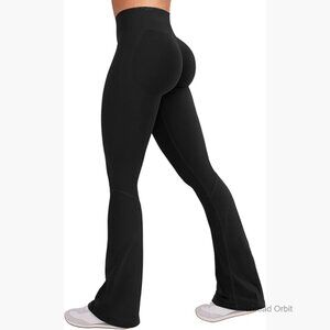 Mini Flared Leggings Hidden Scrunch Bootcut Workout Pants Compression